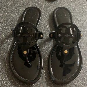 Tory Burch Miller shoes in patent black.